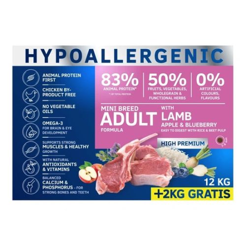 Dog Vital Hipoallergén Adult Mini Lamb,apple&blueberry 12+2kg grátisz
