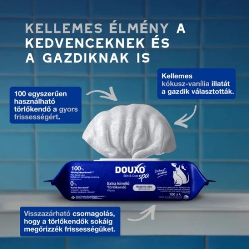 Douxo Spa Nedves törlőkendő kutyáknak és macskáknak 100db
