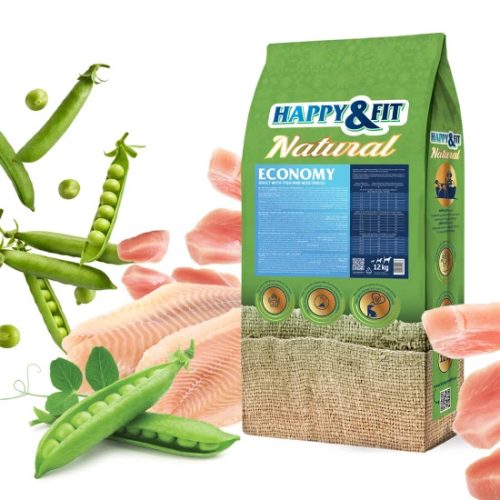 Happy&Fit Natural Economy Adult with Fish and Vegetables 12+2kg