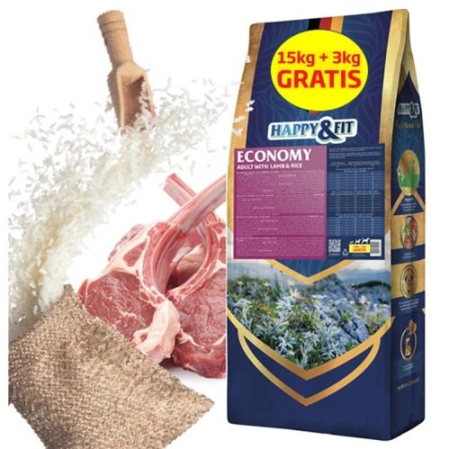 Happy&Fit Natural Economy Adult with Lamb and Rice 15+3kg