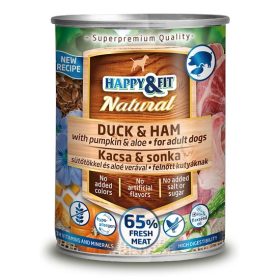   Happy&Fit Natural Dog Konzerv Kacsa&Sonka Sütőtökkel&Aloe Verával 400g