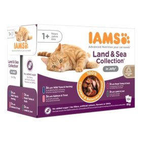   Iams Cat Delights LAND&SEA IN JELLY multipack, többféle íz, zamatos aszpikban 12x85g