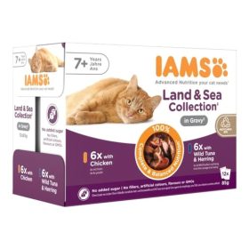   Iams Cat Delights Senior csirke falatkák ízletes szószban, multipack nedves macskatáp 12x85g