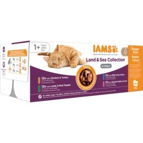   Iams Cat Delights alutasak Land & Sea Multipack Szószban nedves macskatáp 48x85g