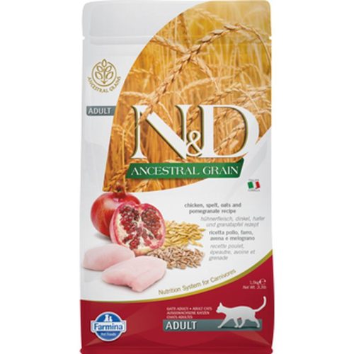 N&D Cat Ancestral Grain csirke,tönköly,zab&gránátalma Adult 1,5kg