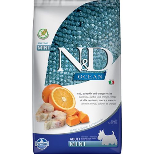 N&D Ocean Dog Adult tőkehal,sütőtök&narancs mini 2,5kg