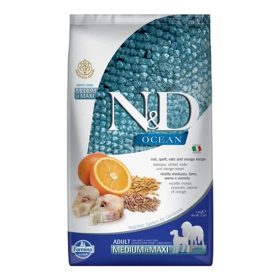   N&D Dog Ocean tőkehal, tönköly, zab&narancs adult medium&maxi 2,5kg