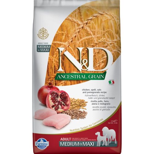 N&D Dog Ancestral Grain csirke,tönköly,zab&gránátalma Adult Medium&maxi 2,5kg