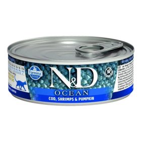   N&D Cat Ocean konzerv tőkehal&garnélarák sütőtökkel 70g