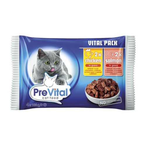 Prevital-Alutasakos-Macskaeledel-Csirke-Lazac-4X100gr
