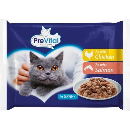 Prevital-Alutasakos-Macskaeledel-Csirke-Lazac-4X100gr