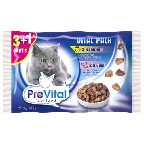 Prevital-Alutasakos-Macskaeledel-4X-100G-2db-Csirke-2db-Borju
