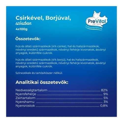 Prevital-Alutasakos-Macskaeledel-4X-100G-2db-Csirke-2db-Borju