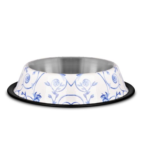 Raintech Rozsdamentes etetőtál, fekete, mintás, gumiperemes -  felső 12,0cm/alsó 16,0cm, 0,22l