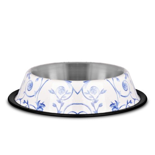 Raintech Rozsdamentes etetőtál, fekete, mintás, gumiperemes -  felső 12,0cm/alsó 16,0cm, 0,22l