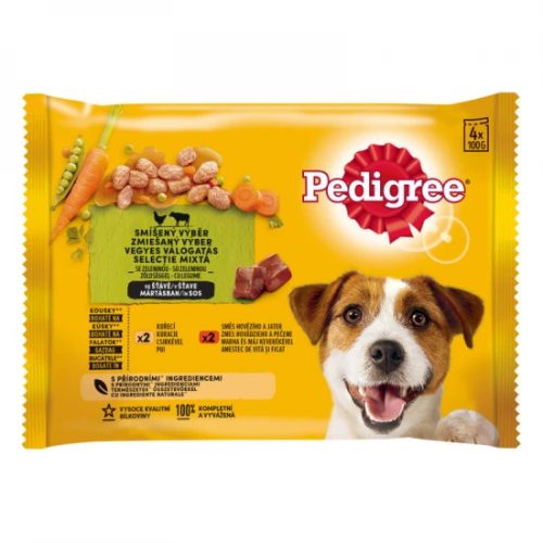 Pedigree Alutasakos 4-Pack Adult Csirke&zöldség, Marha&zöldség 100g