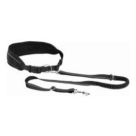   Póráz Derékra Rögzíthető Övvel Futáshoz 75-120cm/9 cm, 1,2-1,5m/25mm Fekete