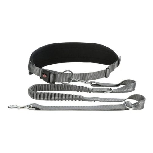 Póráz Derékra Rögzíthető Övvel Futáshoz 75-120cm/9 cm, 1,2-1,5m/25mm Fekete