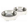 Trixie Tál Fém/Melamin Macskának 0.9L/23cm 2x0.2 l/ 13 cm/27x3x4cm Fehér
