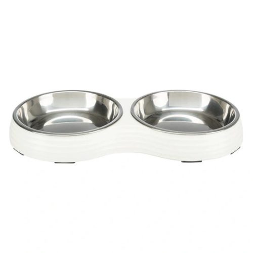 Trixie Tál Fém/Melamin Macskának 0.9L/23cm 2x0.2 l/ 13 cm/27x3x4cm Fehér