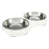 Trixie Tál Fém/Melamin Macskának 0.9L/23cm 2x0.2 l/ 13 cm/27x3x4cm Fehér