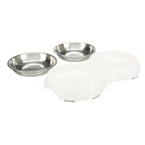 Trixie Tál Fém/Melamin Macskának 0.9L/23cm 2x0.2 l/ 13 cm/27x3x4cm Fehér